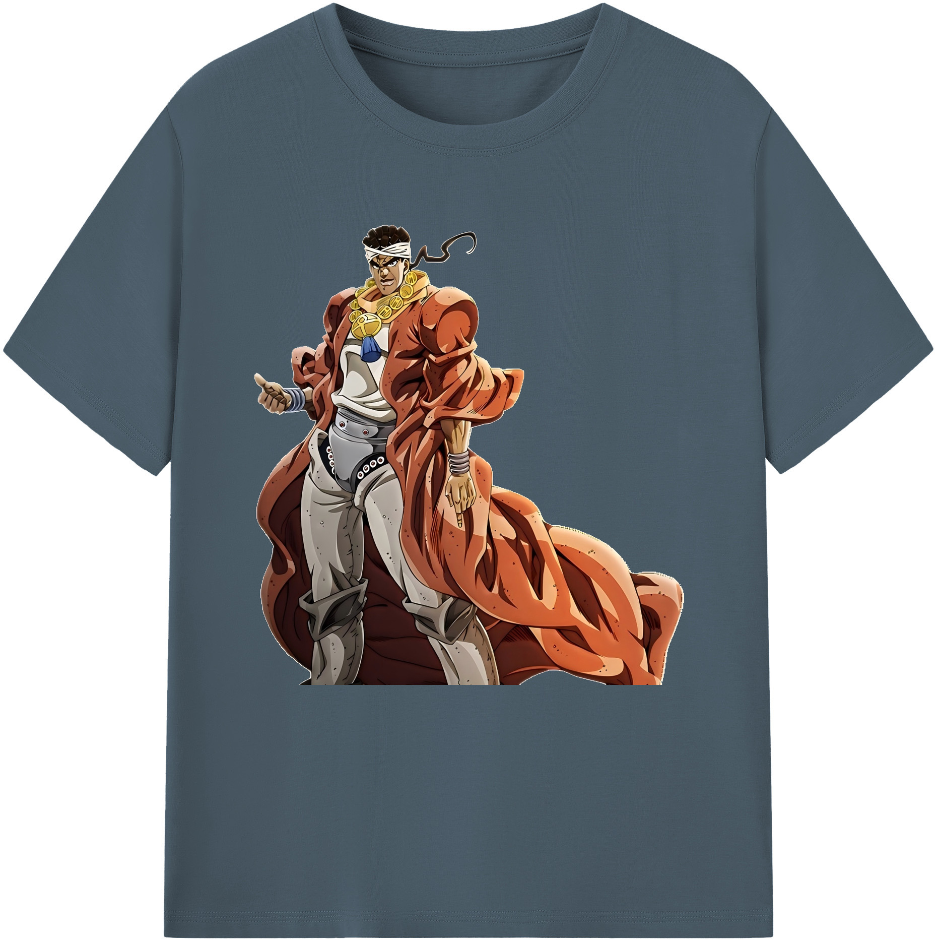 （画像用） ジョジョの奇妙な冒険 ムハンマド?アブドゥル JoJo's Bizarre Adventure Muhammad Avdol 綿100％半袖Tシャツ（フロントプリント）